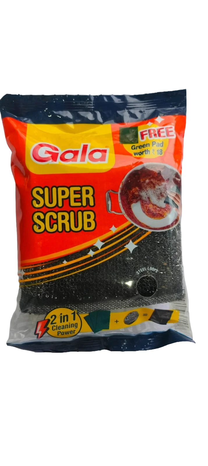 Super Scrub Steel Scrubber with Green Pad (2 in 1)